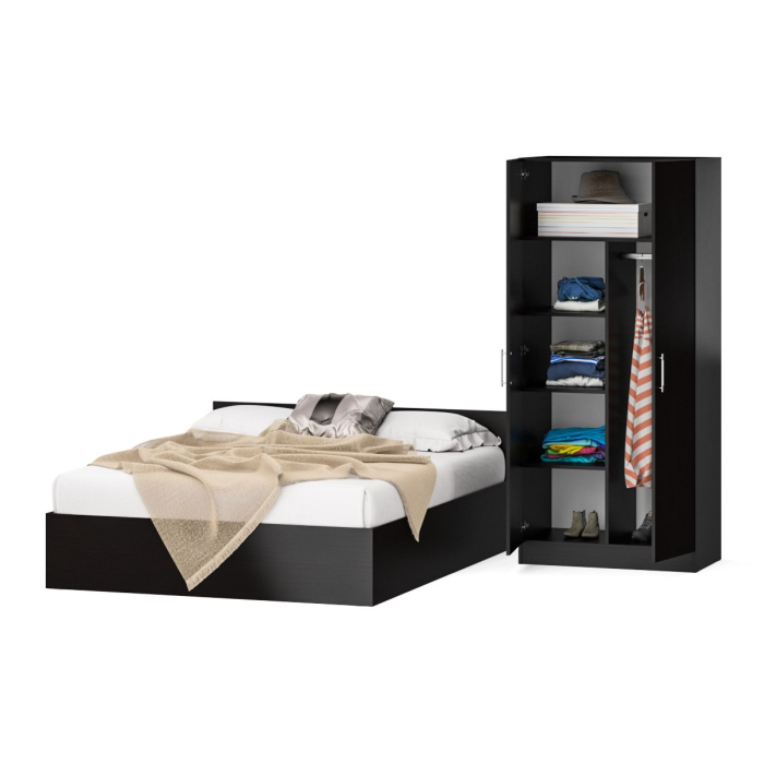 Спальные гарнитуры, Кровать двуспальная 1600 со шкафом для одежды 2-х створчатым Стандарт