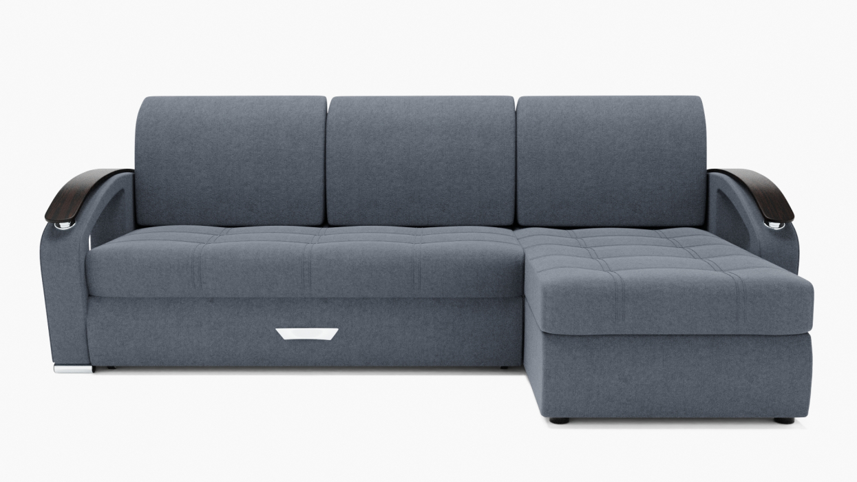 Диваны угловые в гостиную, Угловой диван Дубай-1 с оттоманкой ППУ, велюр