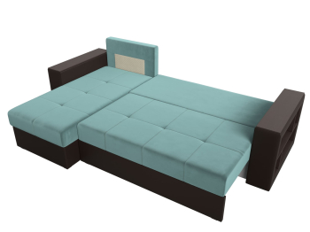 Диван угловой Дубай Лайт, велюр/экокожа, левый угол