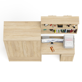 Стол компьютерный с ящиком МС-1 правый с навесной полкой и шкаф-комод МШ900.1 Мори