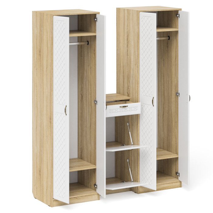 Прихожие, Тумба для обуви две секции и два шкафа в прихожую П-6 № 13 МДФ фрезеровка ромб