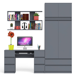 Шкаф-комод с антресолью Мори МШ900.1 со столом для работы и учёбы и книжной полкой