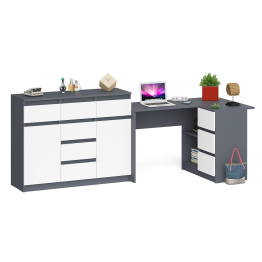 Комод-тумба МК1200.4 с компьютерным угловым столом МС-16 правым Мори