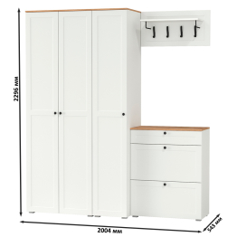 Шкаф для одежды с обувницей и пенал с навесной вешалкой с крючками Остин