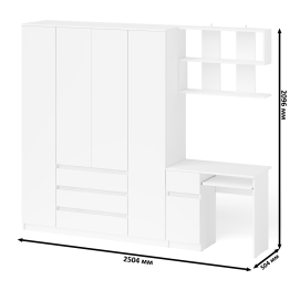 Четырёх-дверный шкаф-комод Мори МШ1600.1 с компьютерным столом МС-1 тумба слева и верхней полкой