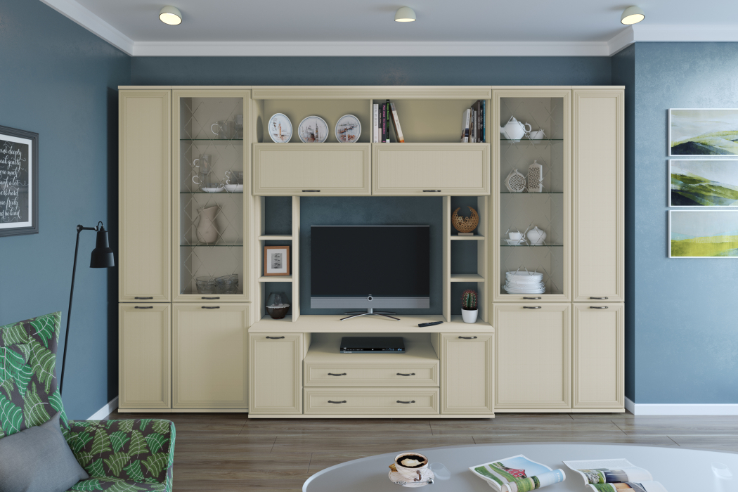 Стенки для гостиной, Модульная гостиная Карина композиция 4