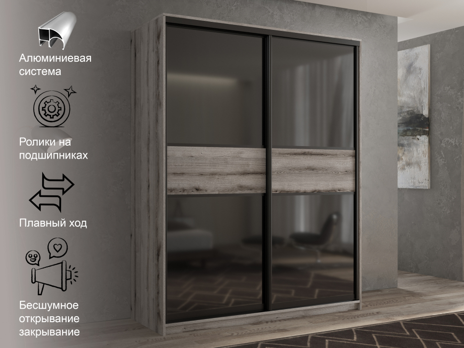 Шкафы-купе 2-х дверные, Шкаф-купе 2х дверный Кааппи 12 120х45