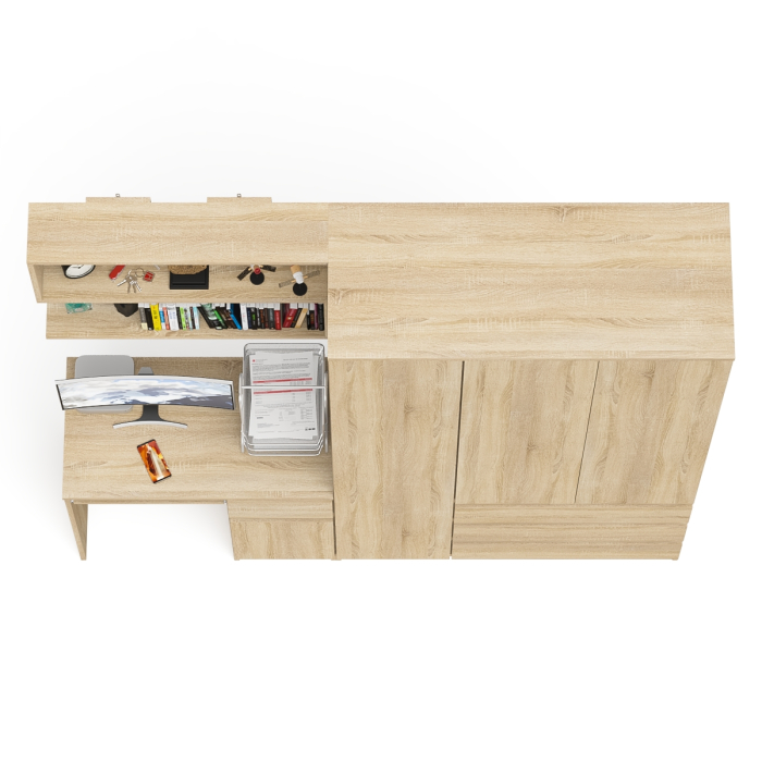Домашние кабинеты, Шкаф-комод Мори МШ1200.1 со столом Мори МС-1 правый и полкой Мори 900