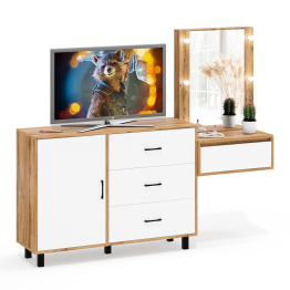 Комод с дверками и ящиками 122-1204 и косметический столик навесной с подсветкой