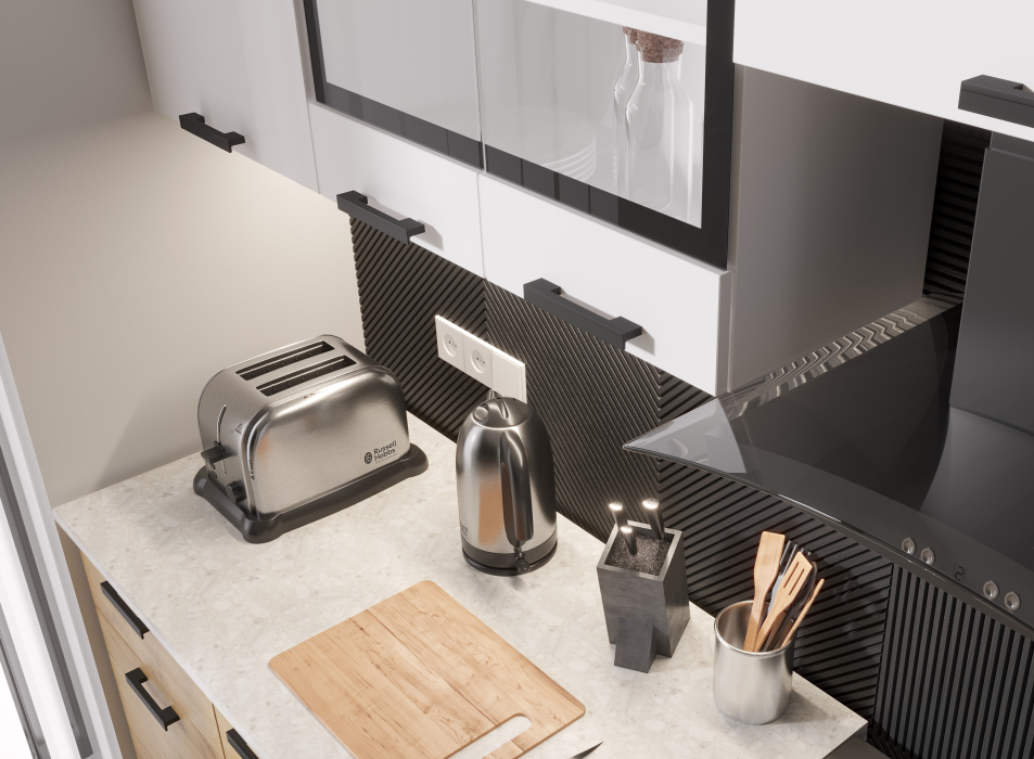 Кухонные гарнитуры, Кухня Хозяюшка 2,4 м Белый гладкий/Дуб вотан ЛДСП