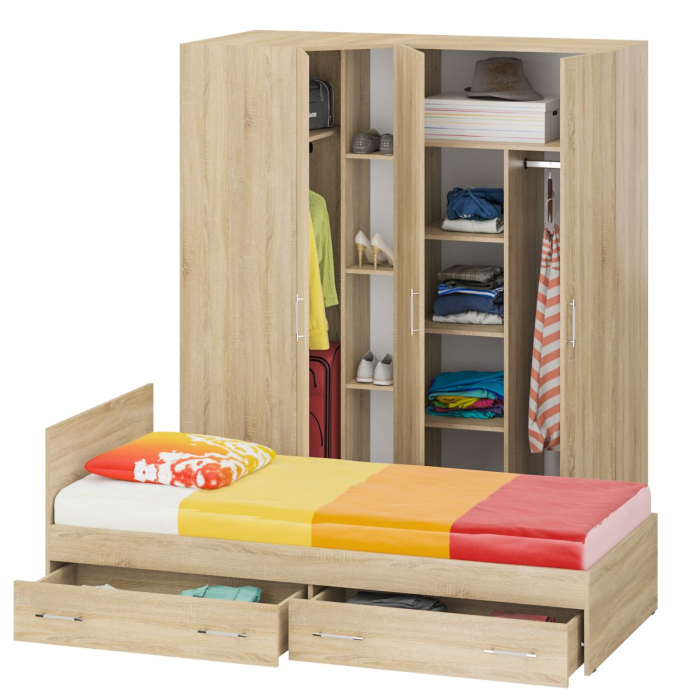 Спальные гарнитуры, Гарнитур Спальный № 2 Стандарт с кроватью 900 с ящиками