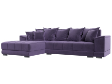 Диваны угловые в гостиную, Угловой диван НордСтар левый угол, велюр