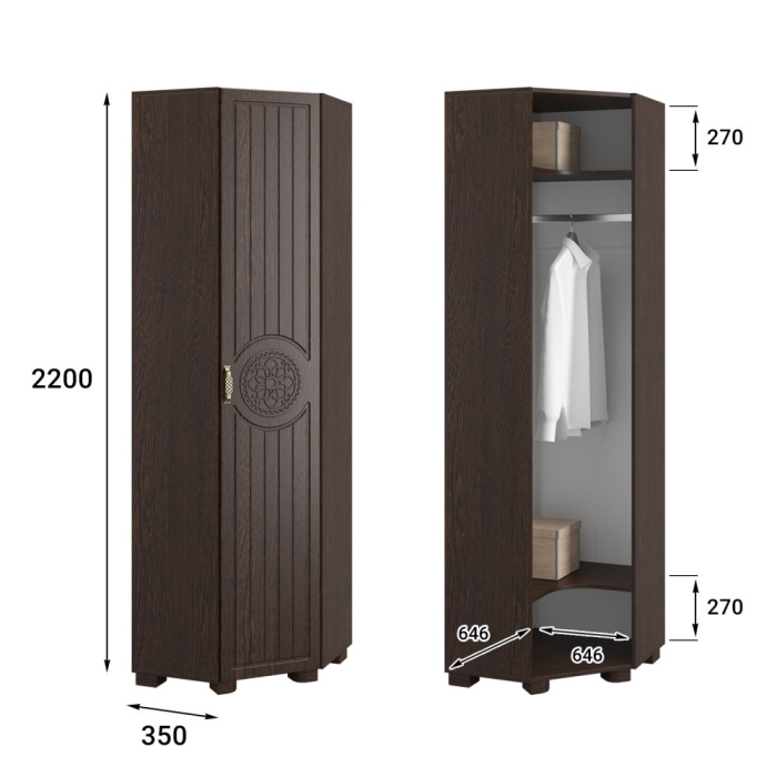 Угловые шкафы, Шкаф угловой «Монблан» МБ-20К