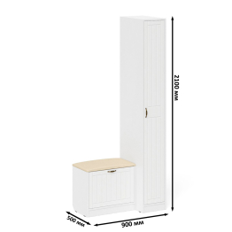 Пенал П-6-500 с обувницей с мягким сиденьем фрезеровка прованс