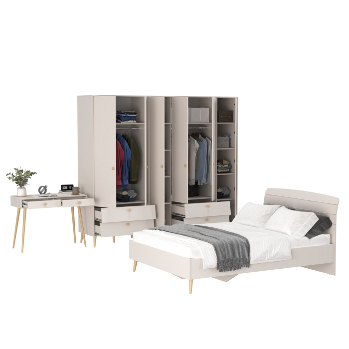 Спальные гарнитуры, Два платяных шкафа для одежды со столиком и двуспальной кроватью Афина 1400