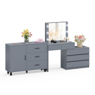 Туалетные столики, Угловой туалетный столик с подсветкой 110 и тумба-комод дверка и 3 ящика 122-1204