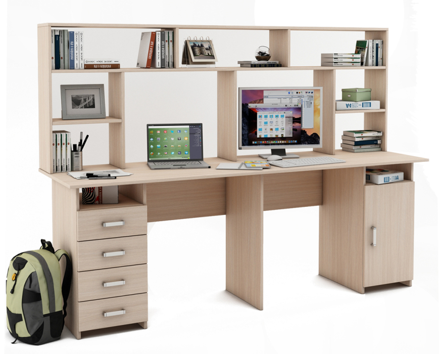 Прямые, Письменный стол Лайт-14 с надстройкой