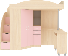 Кровати-чердаки, Кровать чердак Юниор 4, Дуб Молочный