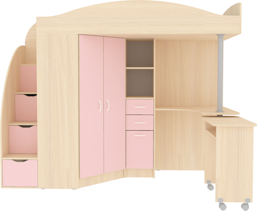 Кровати-чердаки, Кровать чердак Юниор 4, Дуб Молочный