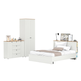 Спальня Остин из комода-тумбы с кроватью 1600 с основанием и бельевого шкафа 13.224