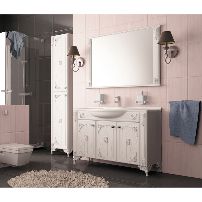 Зеркала для ванных комнат, Зеркало ЛЮДВИГ-105 патина серебро без подсветки (ПВХ)