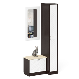 Обувница с сиденьем и зеркалом и пенал П-6-500 фрезеровка ромб