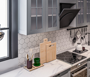 Кухонный гарнитур Регина Белый/MODERN Серый 3х1,95 м