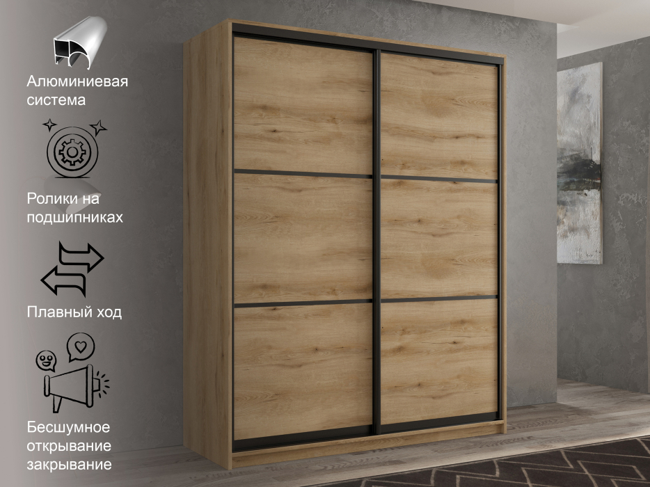 Шкафы-купе 2-х дверные, Шкаф-купе 2х дверный Кааппи 4 140х45