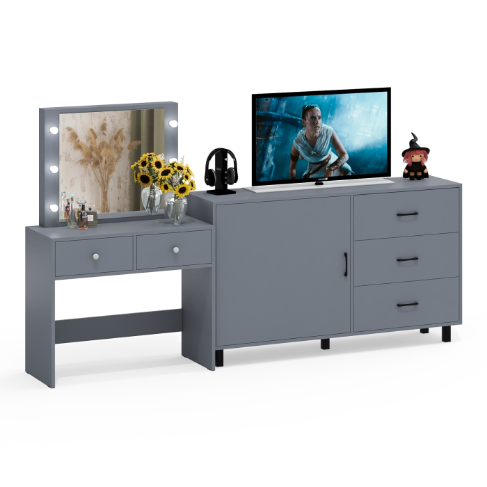 Туалетные столики, Косметический столик с лампочками СТ-5 и комод-тумба 122-1504