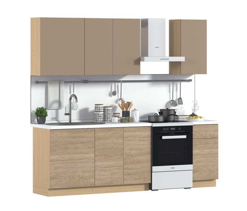 Кухонные гарнитуры, Кухня Регина серия Valencia Дуб Винченца/Кофе, Дуб Европейский 1,8-2,4 м (Валенсия)