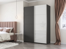 Шкафы-купе 2-х дверные, Шкаф-купе Прайм 2х дверный ДСП/Белый Глянец 140х57х230
