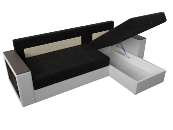 Диван угловой Дубай Лайт, микровельвет/экокожа, правый угол