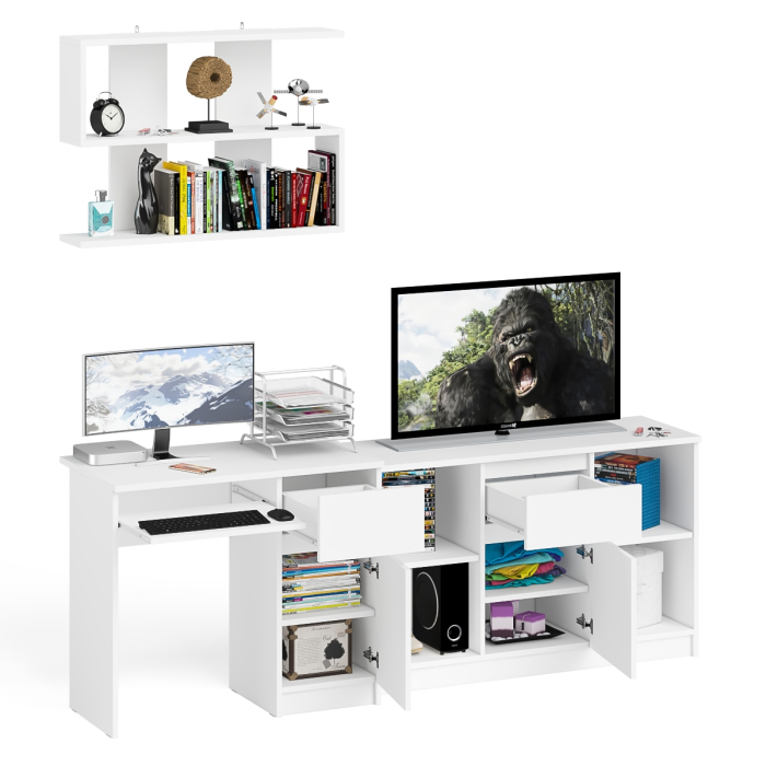 Прямые компьютерные столы, Открытая полка Мори 900 с компьютерным столом МС-1 правый и тумбой 1204-1