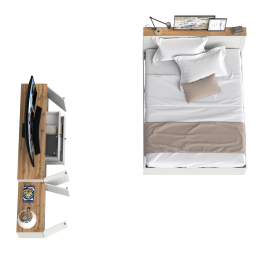 Спальный гарнитур Остин из кровати 1600 с ортопедом с тумбой для ТВ и тумбой с дверками