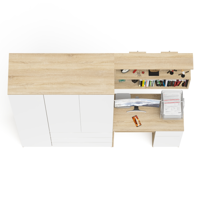 Домашние кабинеты, Шкаф-комод Мори МШ1200.1 со столом Мори МС-1 правый и полкой Мори 900