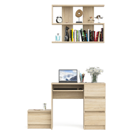 Компьютерный стол Мори МС-6 ящики справа с навесной полкой 900 и тумбой с ящиком