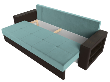 Диван прямой Дубай Лайт полки справа, велюр/экокожа