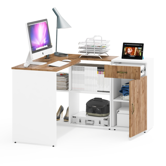 Домашние кабинеты, Письменный стол Лидер-8 с тумбой с ящиком и дверкой.