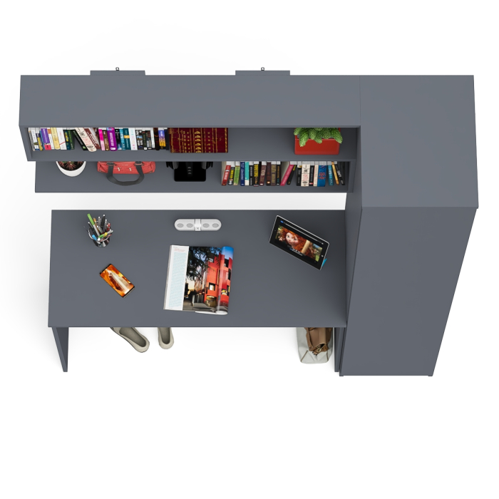 Прямые компьютерные столы, Пенал высокий с дверкой с письменным столом Мори МСП1200.1 и открытой навесной полкой