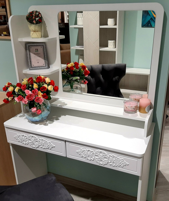 Зеркала в спальню, Полка с зеркалом Ассоль Лайт ТН-3