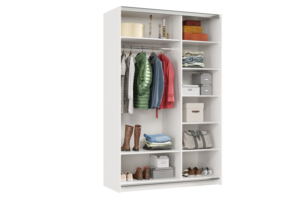 Шкафы-купе 2-х дверные, Шкаф-купе Smart 1424 2х дверный (фасады ЛДСП) профиль серебро