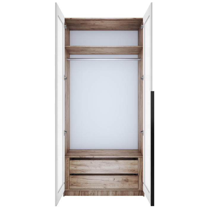 Шкафы распашные, Шкаф распашной Е1 Локер 101x52.5x220 см, с белым стеклом и модулем