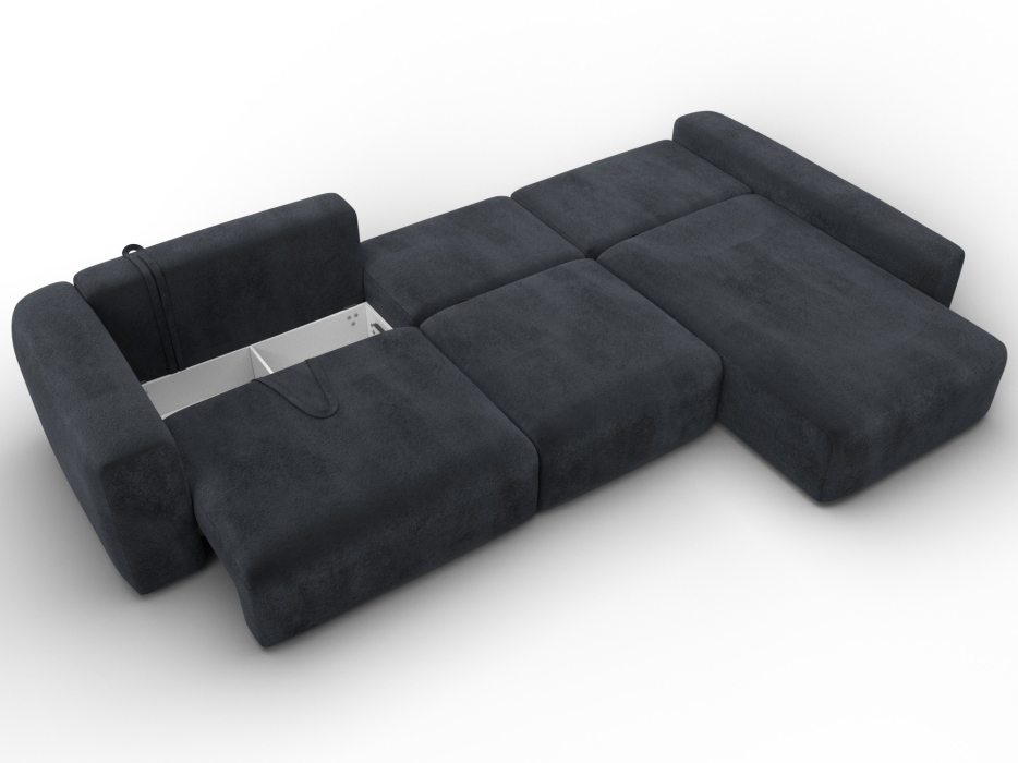 Диваны угловые в гостиную, Диван угловой Лига-066 НПБ Лонг угол правый, велюр TOWER