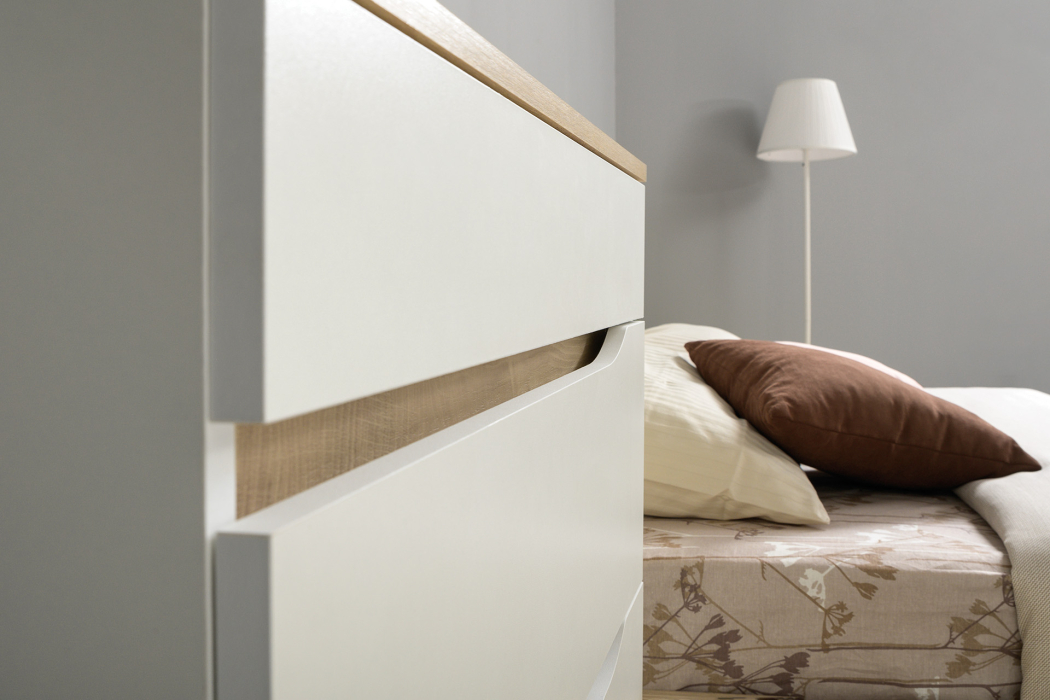 В гостиную, Шкаф двухстворчатый с комодом Муссон белый/дуб эндгрейн элегантный