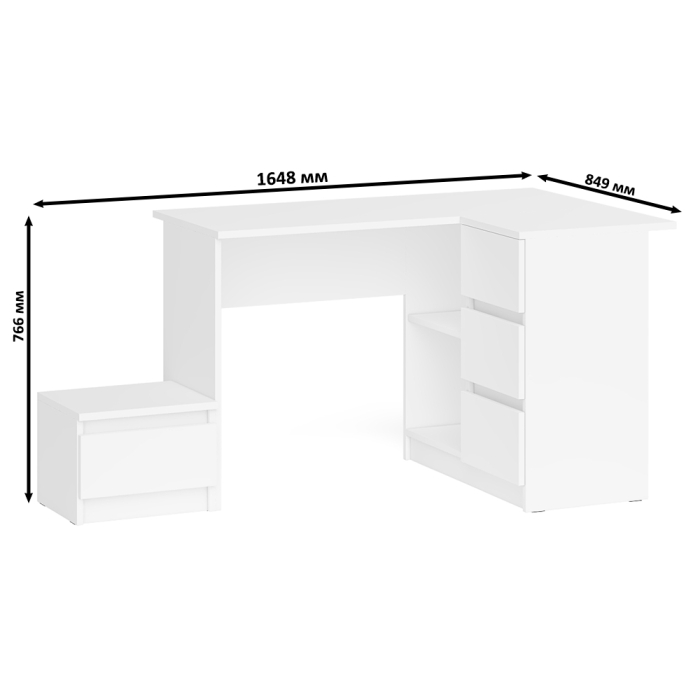 Угловые, Угловой компьютерный стол Мори МС-16 правый с тумбой ТМП400