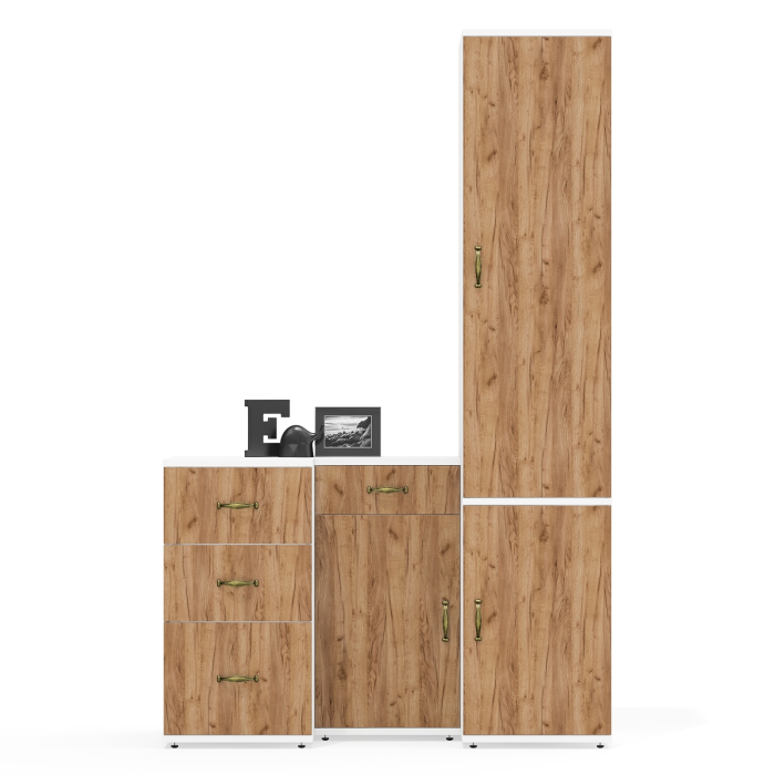 Домашние кабинеты, Тумбы две с ящиками и дверкой и глубокий пенал Лидер-8 23Б