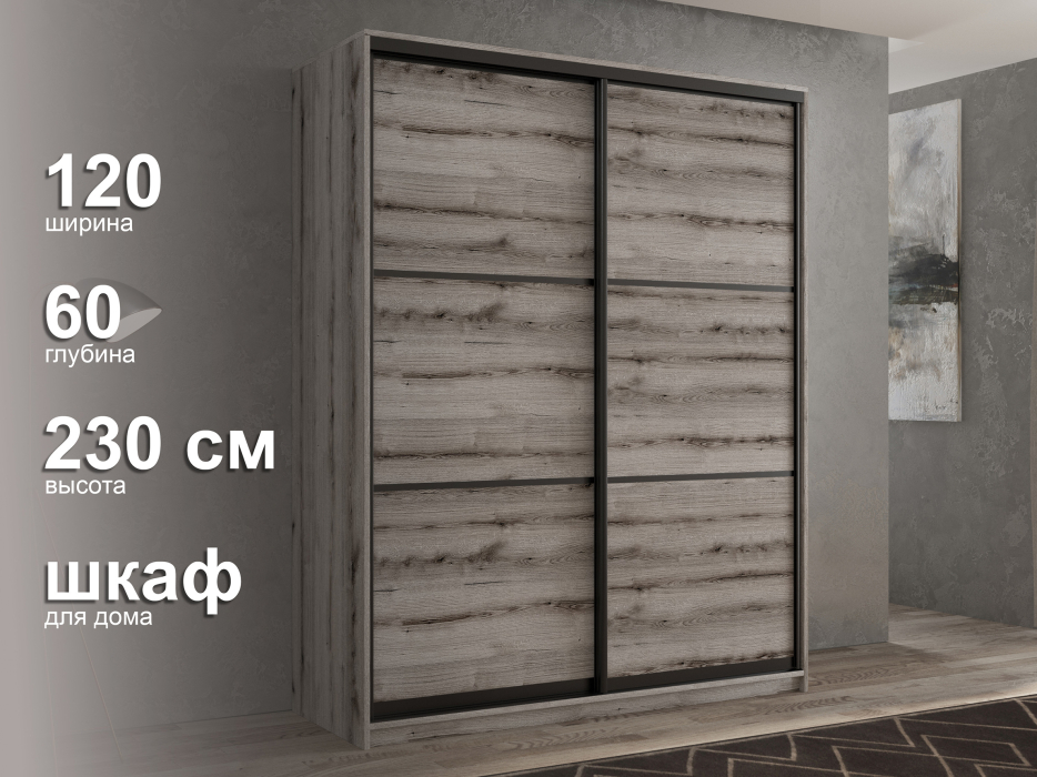 Шкафы-купе 2-х дверные, Шкаф-купе 2х дверный Кааппи 4 120х60