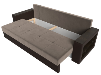 Диван прямой Дубай Лайт полки справа, велюр/экокожа