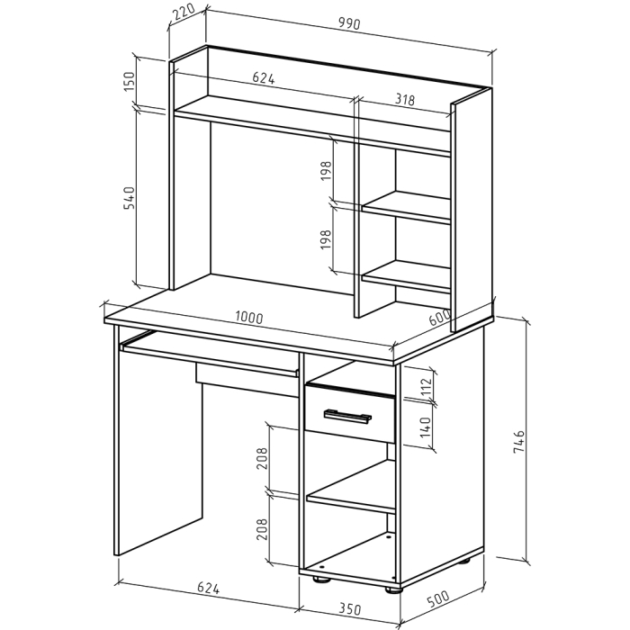 Прямые, Письменный стол Остин-9К