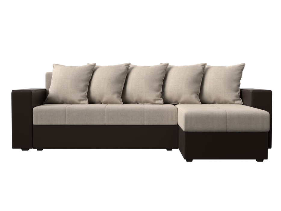 Диваны угловые в гостиную, Диван угловой Дубай Лайт, рогожка/экокожа, правый угол